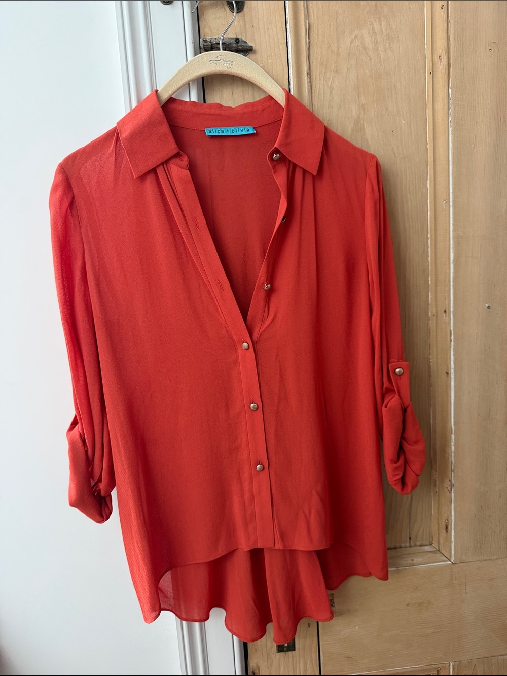 Alice + Olivia Vibrant orange Button-Down Blouse